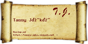 Tassy Jákó névjegykártya